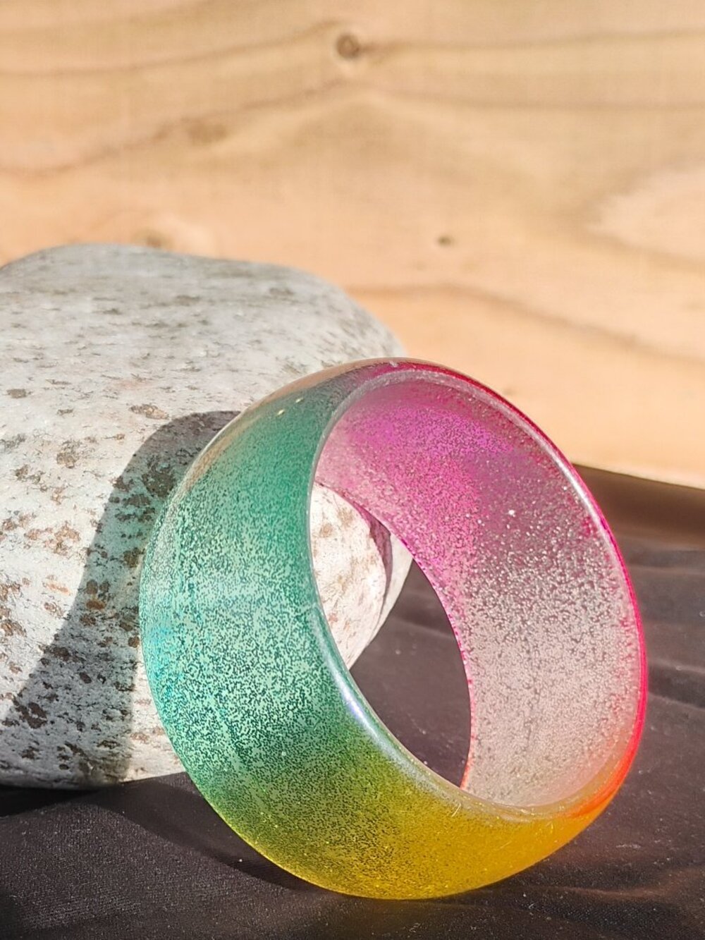 Rainbow Glitter Plastic Bracelet